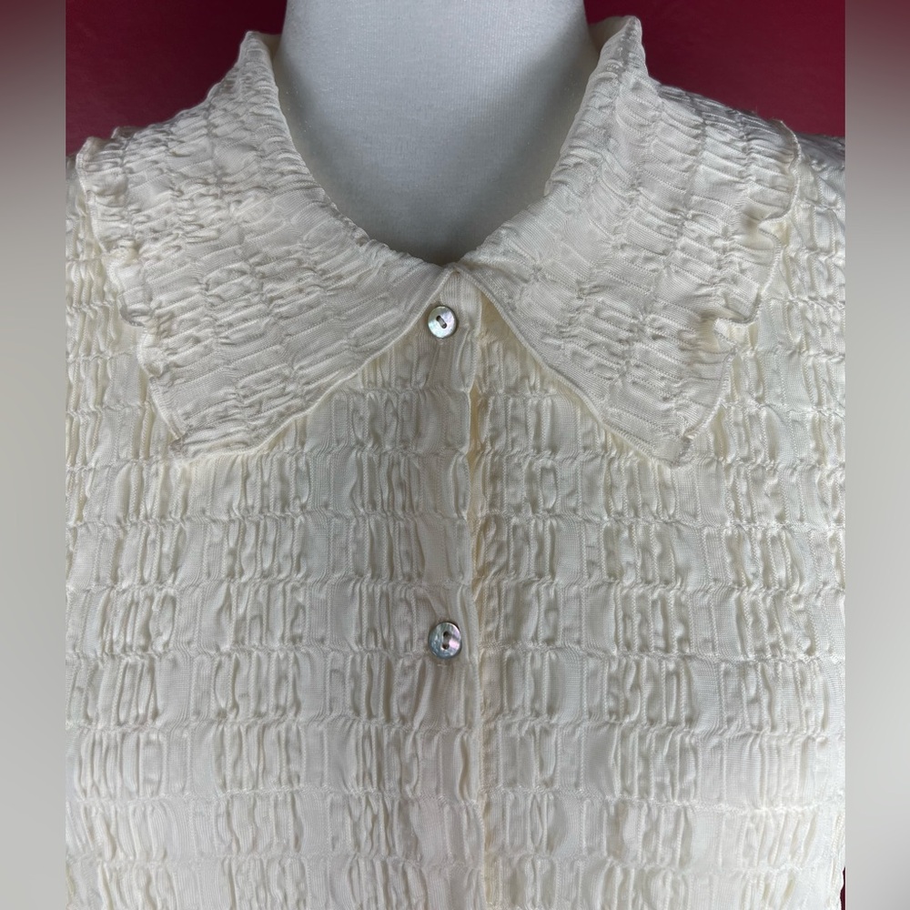 Vince Smock Short Sleeve Women's Cream Button-Up Top, XL, NWT - Picture 6 of 16